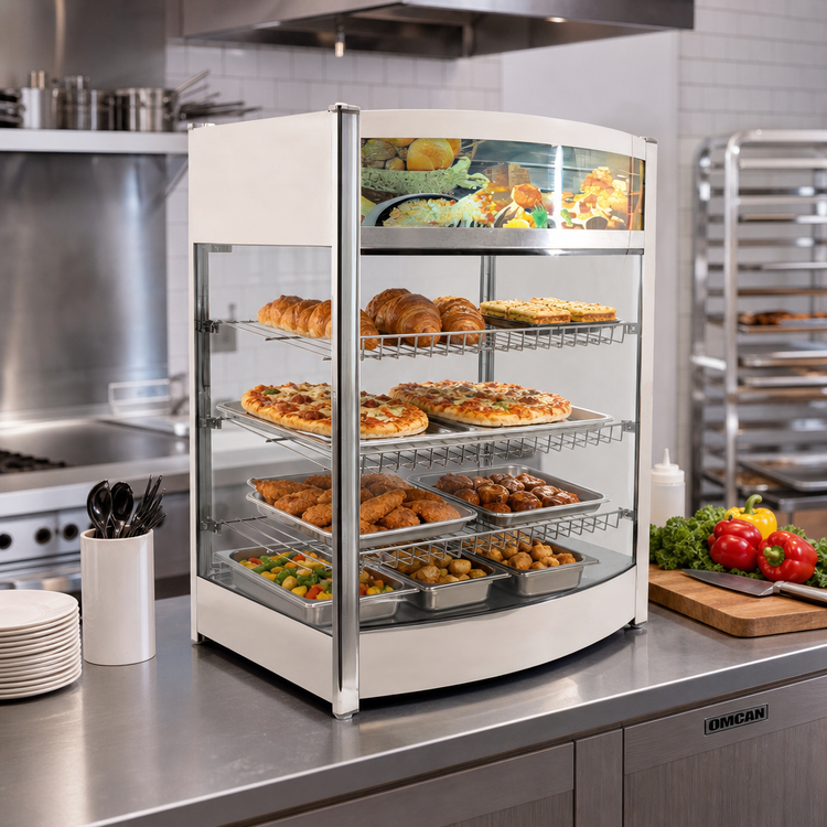 Product image #2 for Omcan Elite Series 25.5-Inch Countertop Heated Food Display Case, Full Service, 137L, Straight Glass