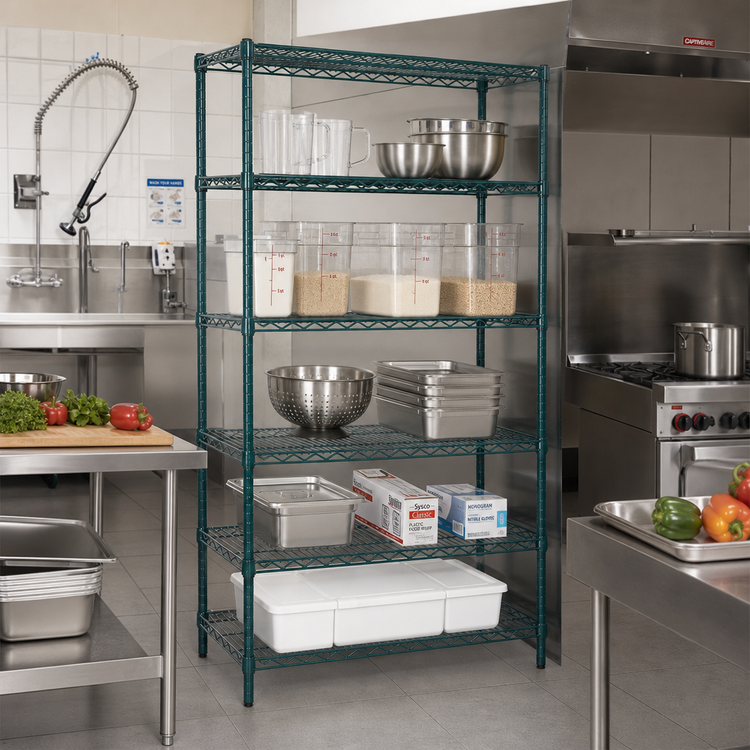Product image #2 for EagleGard 5-Tier Add-On Wire Shelving Unit, 36W x 21D x 86H, Blue-Green Hybrid Epoxy Finish