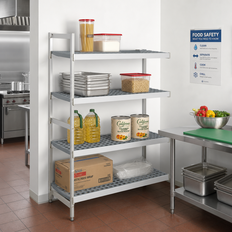 Product image #2 for Fermostock 4-Tier Add-On Polymer Shelving Unit Expansion Kit, 31W x 18D x 71H, Gray