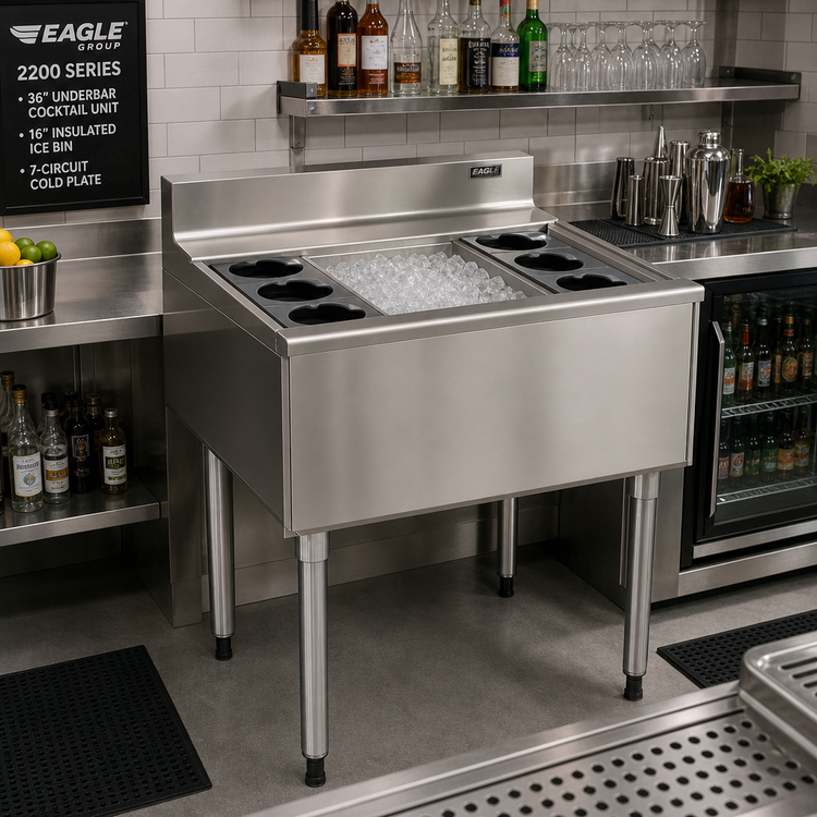 Product image #2 for Eagle Group 2200 Series 36-Inch Underbar Cocktail Unit with 16-Inch Insulated Ice Bin and 7-Circuit Cold Plate