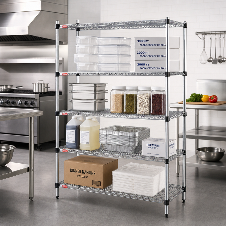 Product image #2 for EAGLEbrite Quad-Adjust 4-Tier Wire Shelving Starter Unit, 72W x 24D x 74H, Zinc Finish