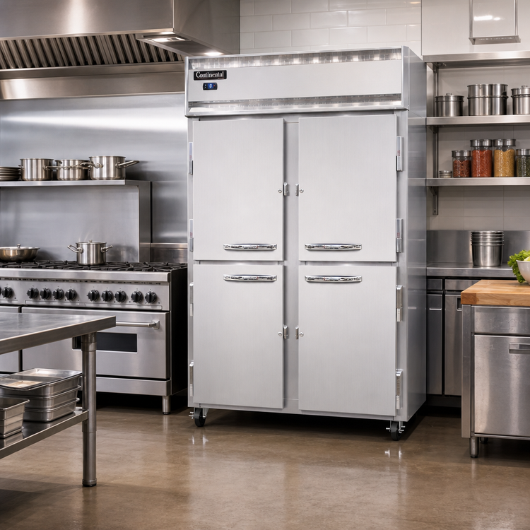 Product image #2 for Continental Refrigerator 2FSNSSHD Two-Section Shallow Depth Reach-in Freezer with Half-Height Solid Doors