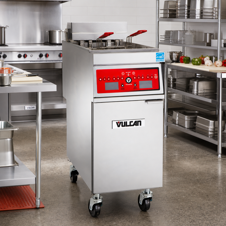 Product image #3 for Vulcan 1ER50C Heavy Duty Free Standing Electric Deep Fat Fryer, 50 lb Capacity, Computer Controls