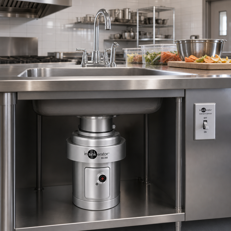 Product image #2 for InSinkErator SS-200 2 HP Medium Capacity Complete Food Waste Disposer Package with 12-Inch Bowl, 6-5/8-Inch Inlet, Manual Switch, and Stainless Steel Construction
