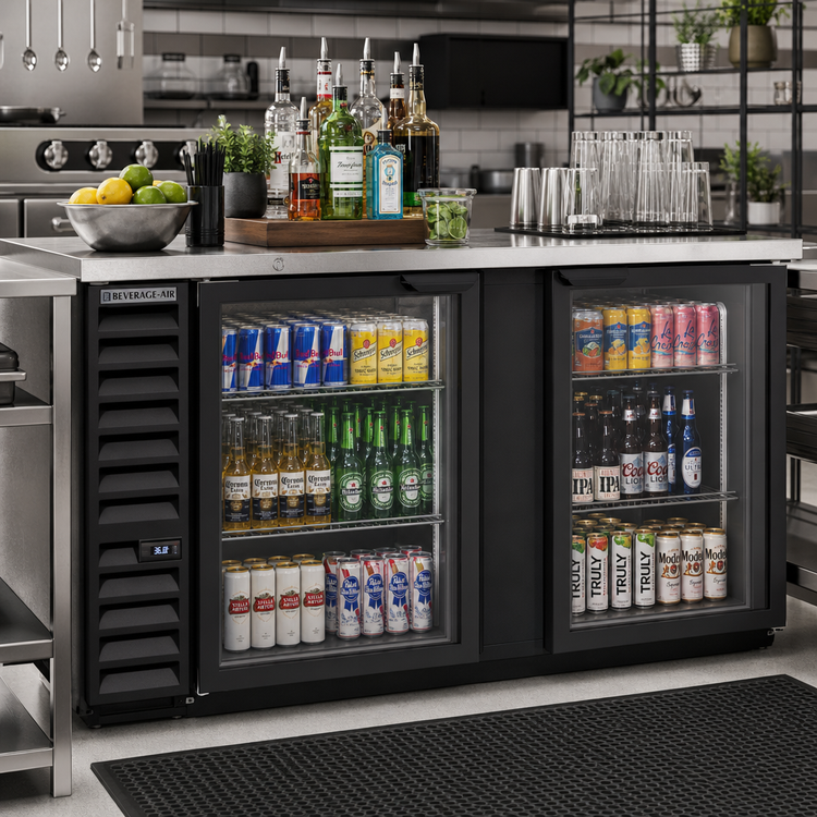Product image #2 for Beverage-Air BB68HC-G-B 68-Inch Two-Section Glass Door Back Bar Refrigerator