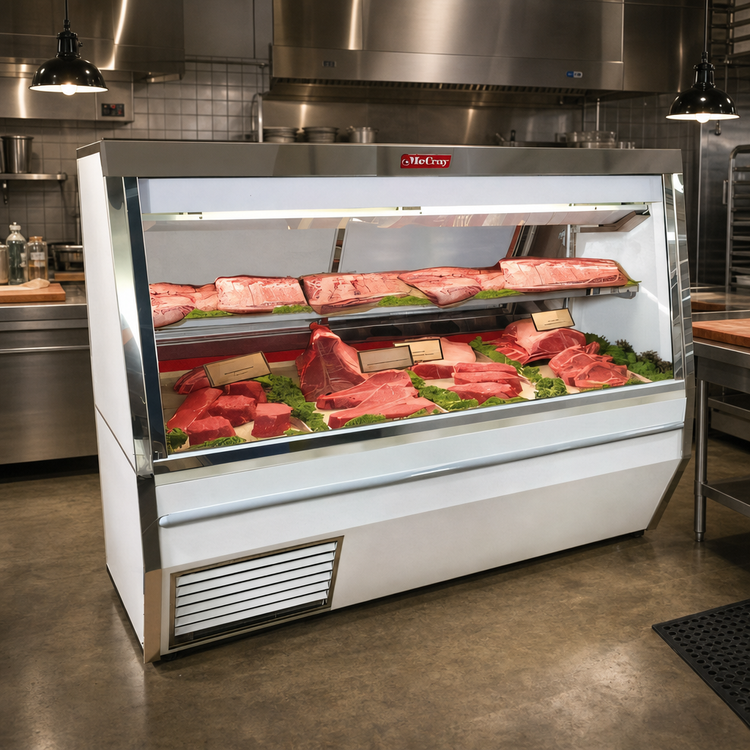 Product image #2 for Howard-McCray 34N Series Double Duty Red Meat Remote Service Case, 144 Inch, White, LED
