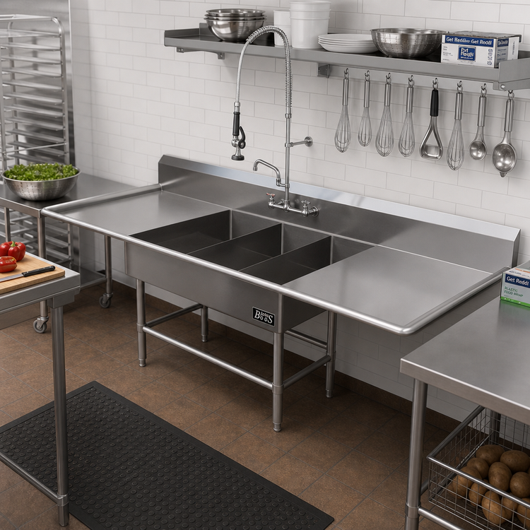 Product image #2 for John Boos Pro-Bowl 3-Compartment Platter Sink with Dual Drainboards