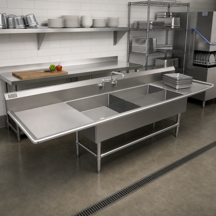 Product image #2 for John Boos Pro-Bowl 3-Compartment Platter Sink with Dual Drainboards