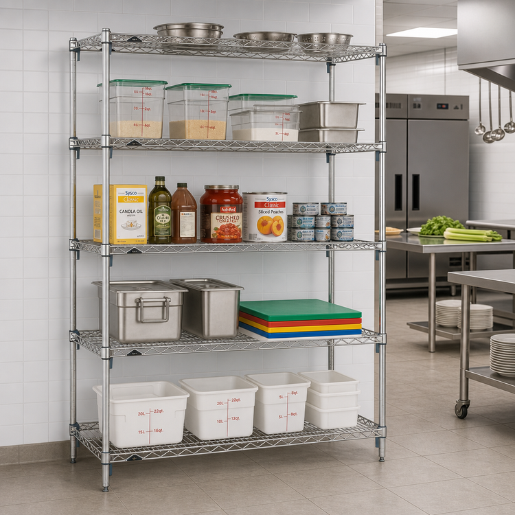 Product image #2 for Metro Super Erecta Super Adjustable Stationary Starter Wire Shelving Unit, 60"W x 21"D x 74"H, 5 Shelves, Chrome Plated