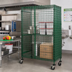 Thumbnail image #2 for Quantum 2436-63SECP 36 x 24 x 63 Inch Stationary 2-Shelf Wire Security Cage, Green Epoxy