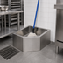 Thumbnail image #2 for Eagle Corner Floor-Mounted Mop Sink with Flush Edge, Full Skirt, 21 x 21 x 8-Inch Fabricated Bowl, 304 Stainless Steel