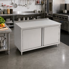 Thumbnail image #7 for John Boos 4CH4R1.5-3648 48"W x 36"D Stainless Steel Enclosed Cabinet Work Table, 14-Gauge 300 Series Top, Hinged Doors, 1-1/2" Backsplash