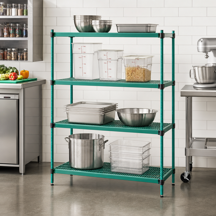 Product image #2 for QuadPlus Solid Polymer Shelf Mat with Wire Quad-Adjust Frame, 60 x 24 Inches, Green