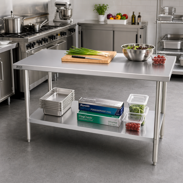 Product image #2 for John Boos Stallion 60-Inch x 30-Inch Budget Stainless Steel Top Work Table with Adjustable Undershelf