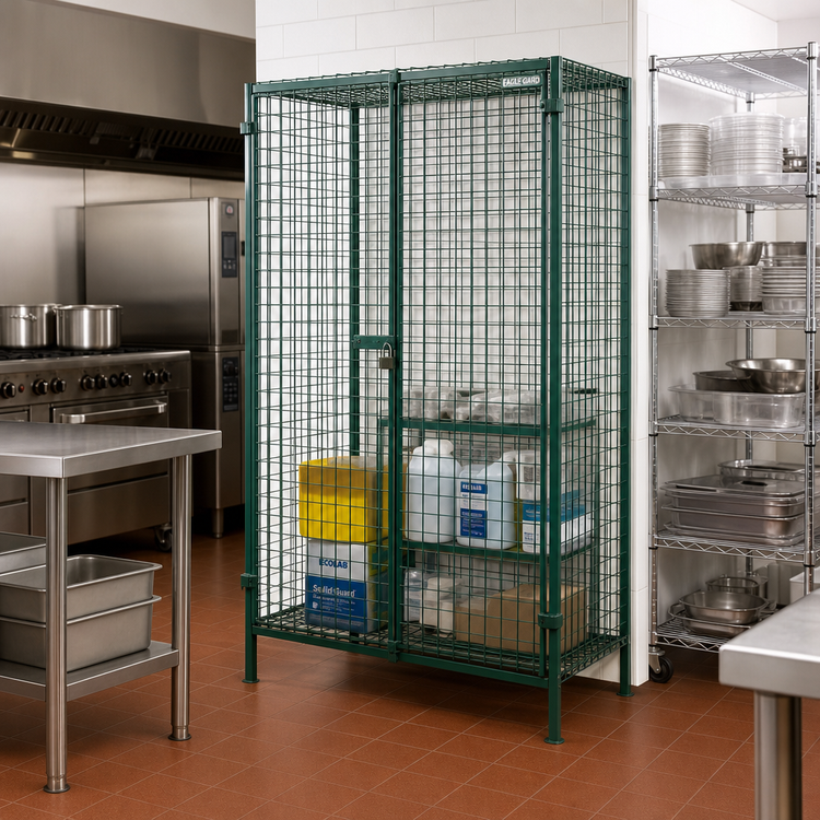 Product image #2 for EagleGard Stationary Wire Security Cage with Dual Padlock Doors, 39-1/4"W x 27-1/4"D x 67"H