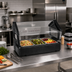 Thumbnail image #2 for SixStar Tabletop Cold Food Bar with Double-Sided Acrylic Sneeze Guard, Black, 3 Full-Size Pan Capacity