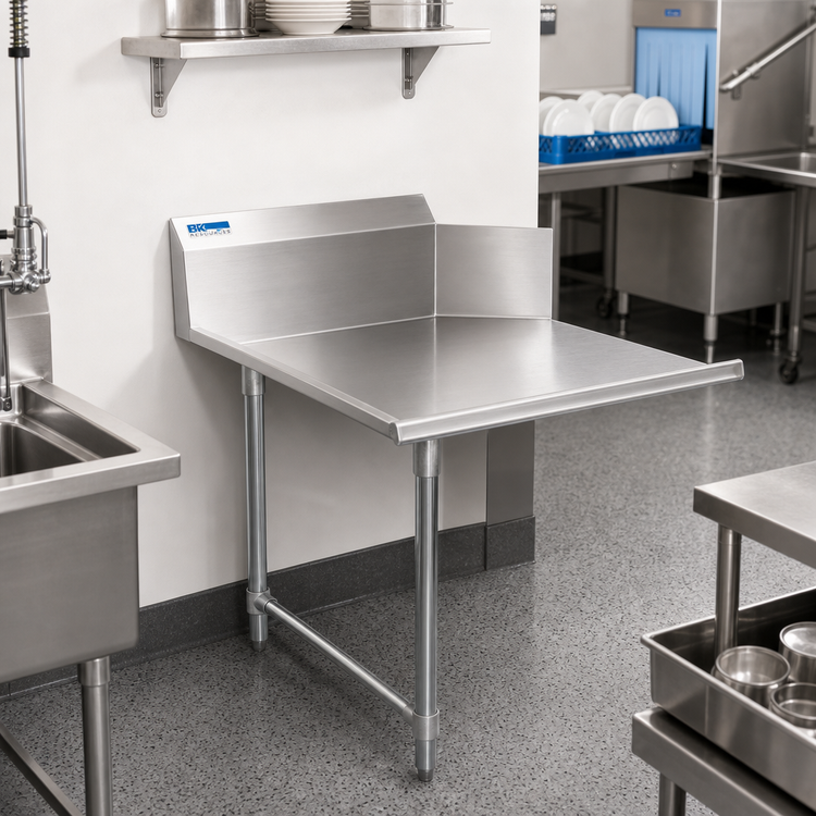 Product image #2 for BK Resources 48-Inch Straight Clean Dish Table, Right-To-Left, Galvanized Legs