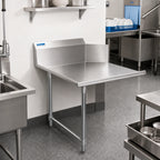 Thumbnail image #2 for BK Resources BKCDT-48-L 48-Inch Straight Clean Dish Table, Right-to-Left, 18-Gauge 304 Stainless Steel, 10-Inch Backsplash, Galvanized Legs