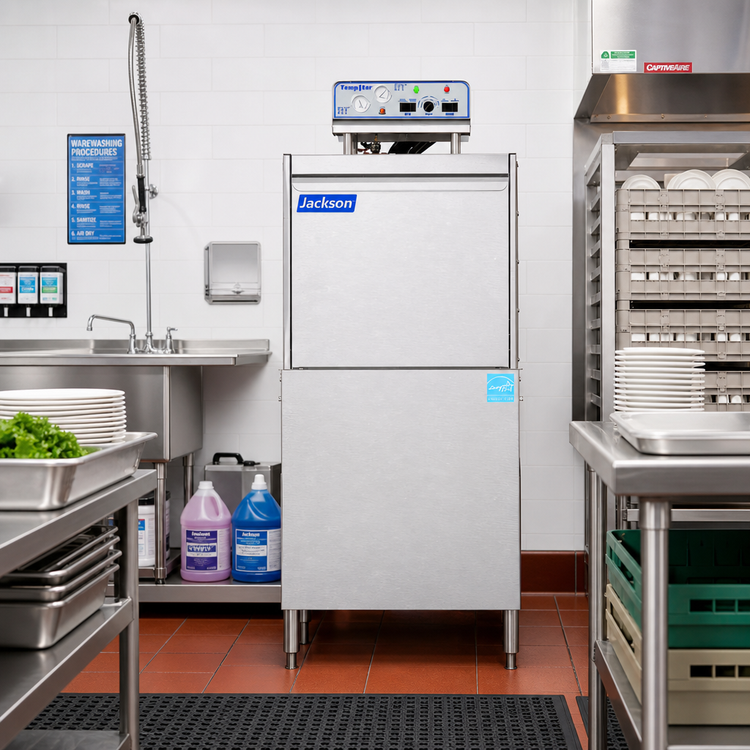 Product image #2 for TempStar Single-Rack Front-Loading High-Temperature Sanitizing Door-Type Dishwasher with Built-In Booster Heater