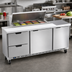 Thumbnail image #3 for Beverage-Air 72-Inch Three-Section Sandwich Prep Table with 17-Inch Cutting Board, 8-Pan Top, 2 Doors, and 2 Drawers