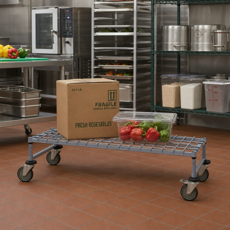 Product image #2 for Quantum Mobile Wire Dunnage Platform Rack with Casters, 48 x 24 x 12 Inches, Gray Epoxy