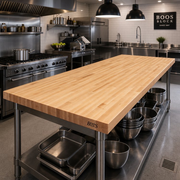 Product image #2 for Boos Block Northern Hard Rock Maple Blended Edge Grain Kitchen Countertop, 96 x 36 x 1-1/2 Inch, Varnique Finish