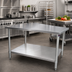 Thumbnail image #2 for John Boos Stallion 60 Inch x 24 Inch 16-Gauge Stainless Steel Top Work Table with Galvanized Legs and Adjustable Undershelf