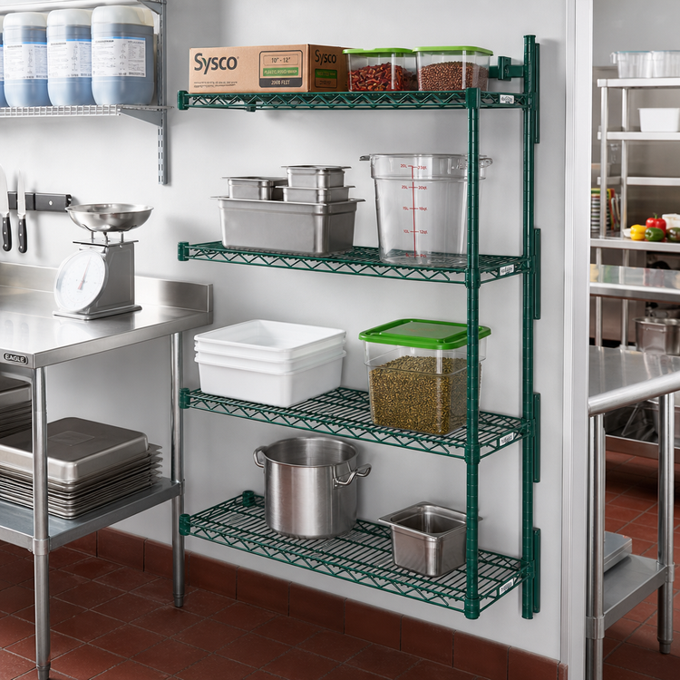 Product image #2 for Eagle Valu-Gard 4-Tier Add-On Wire Shelving Unit, 36W x 18D x 63H, Green Epoxy Finish