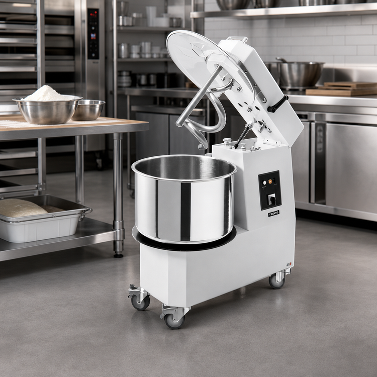 Product image #2 for Trento 21 Liter Spiral Dough Mixer with Timer and Removable 304 Stainless Steel Bowl, 120V