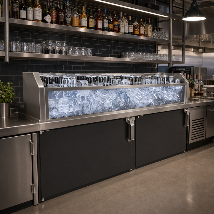Product image #2 for Glastender GDU-24X108 Back Bar Glass Ice Display Unit, 108 Inch W x 24 Inch D x 9 Inch H