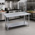 Thumbnail image #2 for Duke 60 Inch x 30 Inch 14 Gauge 300 Series Stainless Steel Work Table with 1-1/8 Inch Riser and Stainless Steel Undershelf