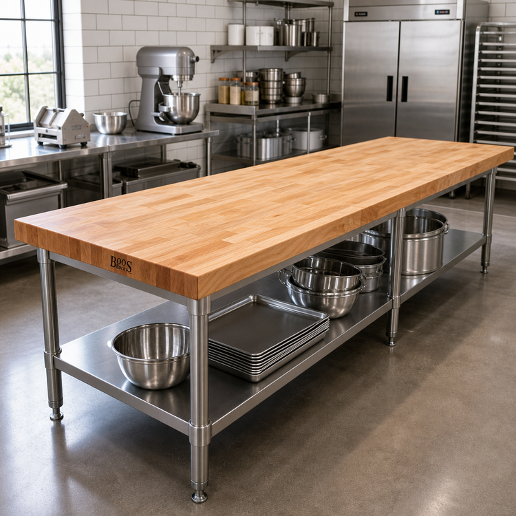 Product image #2 for John Boos Northern Hard Rock Maple Edge Grain Wood Work Table Top, 132 x 30 x 2-1/4 Inches