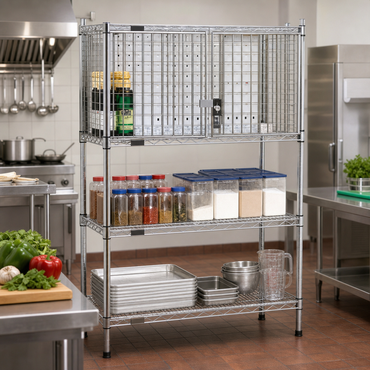 Product image #2 for EagleGard 60-Inch W x 18-Inch D Security Enclosure Kit with Hinged Doors for Wire Shelving