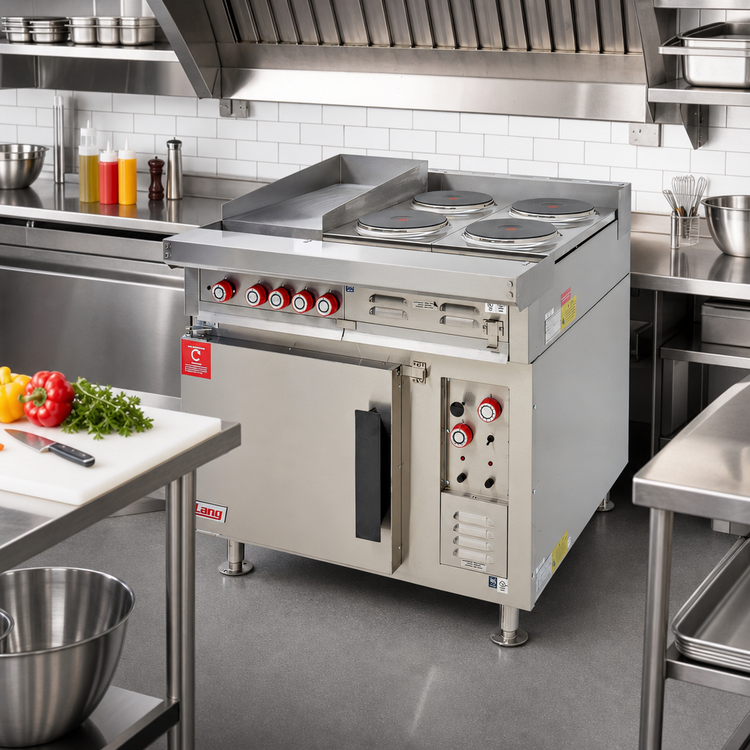 Product image #3 for Lang® Marine 36-Inch Heavy Duty Electric Range with Convection Oven Base, 2 Hot Tops and 2 French Plates