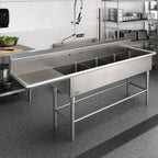 Thumbnail image #2 for John Boos Pro-Bowl 4PB204-1D30L 4-Compartment 16-Gauge Stainless Steel Sink, 30-Inch Left Drainboard, 20 x 20 x 14-Inch Bowls
