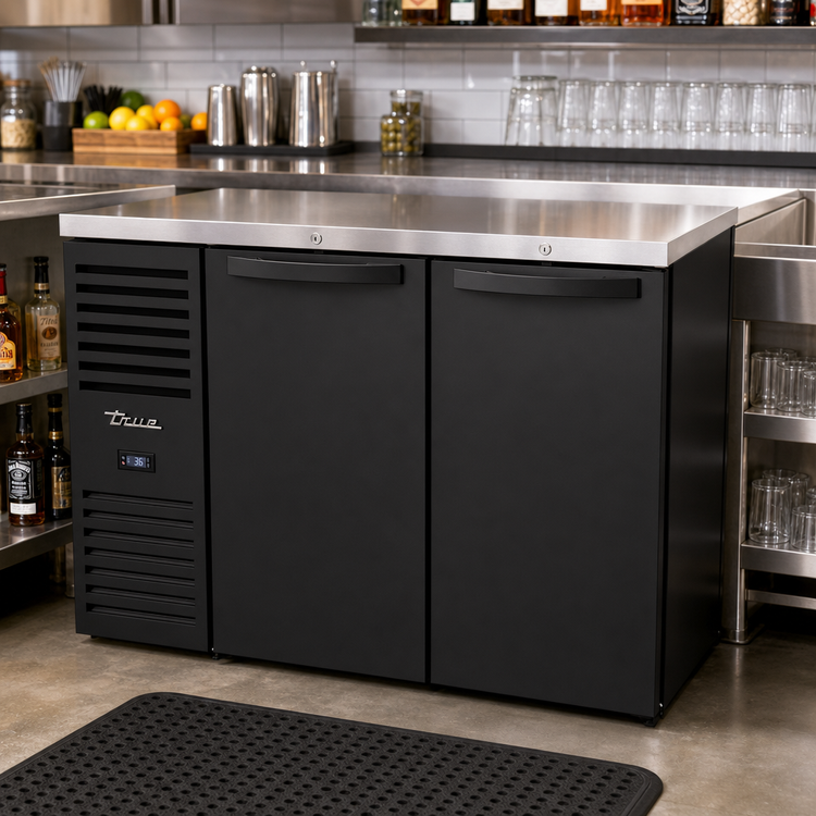 Product image #2 for True Premier Bar Two-Section 48-Inch Refrigerated Back Bar Cooler with Solid Hinged Locking Doors and Stainless Steel Top