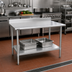 Thumbnail image #2 for Eagle Spec-Master 48 Inch x 30 Inch 14 Gauge 300 Series Stainless Steel Work Table with Backsplash and Adjustable Undershelf