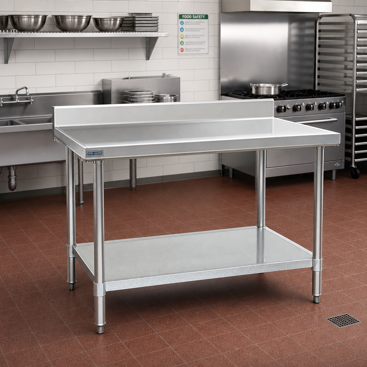 Product image #2 for Spec-Master Marine Series 72" x 30" Stainless Steel Work Table with 4-1/2" Backsplash and Galvanized Undershelf
