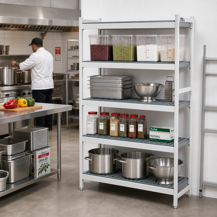 Product image #2 for Fermostock 4-Tier Stationary Starter Polymer Shelving Unit, 38"W x 18"D x 71"H