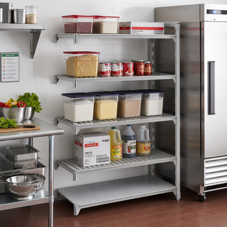 Product image #3 for Cambro Camshelving Premium Stationary Add-On Shelving Unit, 18" x 42" x 84", 5-Shelf Vented and Solid