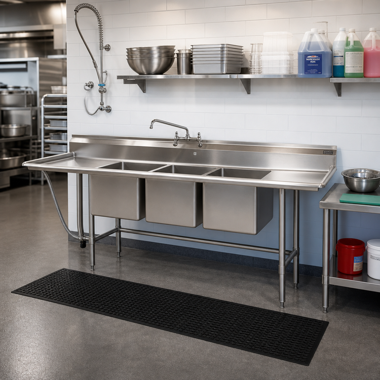Product image #2 for Eagle Group S16 Series 3-Compartment Commercial Sink with Right Drainboard, 16 Gauge 304 Stainless Steel