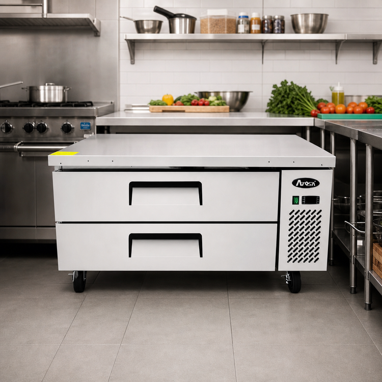 Product image #2 for Atosa 52-Inch Refrigerated Chef Base with 2 Self-Closing Drawers, 8.4 Cu. Ft., Stainless Steel