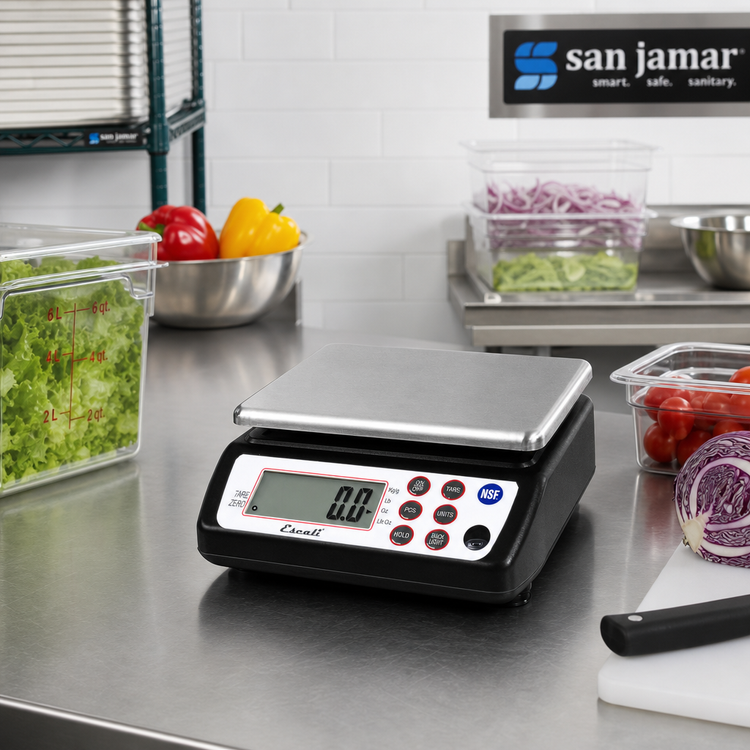 Product image #2 for San Jamar Square Professional Digital Portion Control Food Scale, 33 lb x 0.1 oz / 15 kg x 1 g, Black