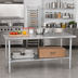 Thumbnail image #2 for John Boos Stallion 72 Inch x 30 Inch Stainless Steel Flat Top Work Table with Safety Edge and Galvanized Base