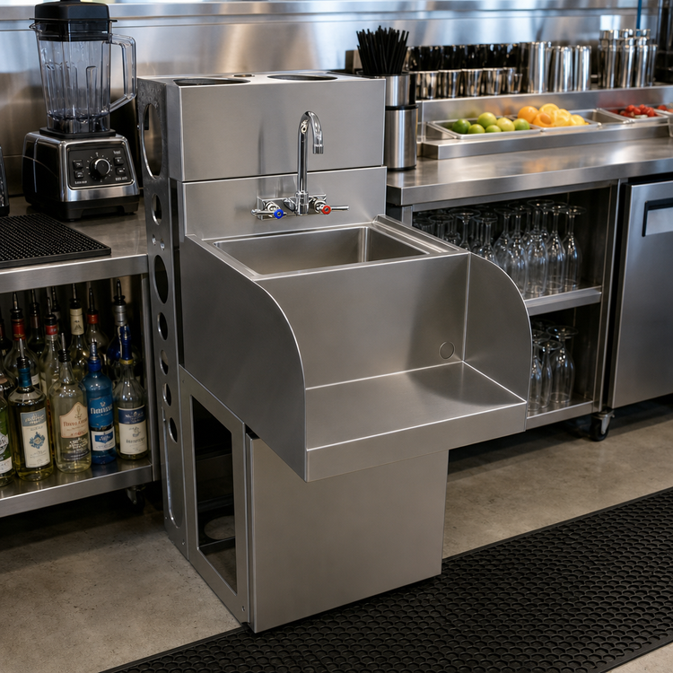 Product image #2 for BK Resources Modular Underbar Blender Station with Dump Sink and Faucet, 18-Inch Wide, 304 Stainless Steel