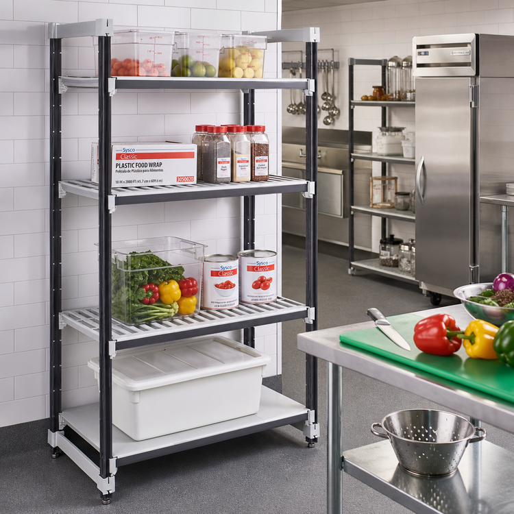 Product image #2 for Camshelving Elements XTRA 18" D x 36" L x 72" H 4-Tier Stationary Starter Shelving Unit, 3 Vented + 1 Solid Shelves