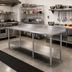 Thumbnail image #2 for John Boos Stallion 108-Inch x 30-Inch Stainless Steel Top Work Table with 5-Inch Backsplash and Galvanized Undershelf