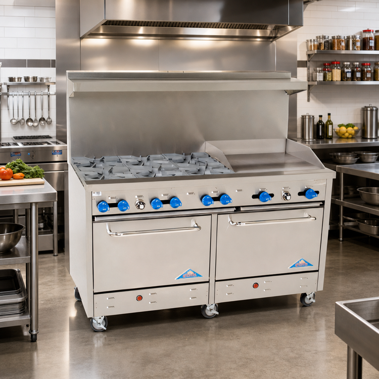 Product image #2 for Comstock-Castle F3226-24 60-Inch Gas Range with 6 Star Burners, 24-Inch Griddle, and 2 Standard Ovens