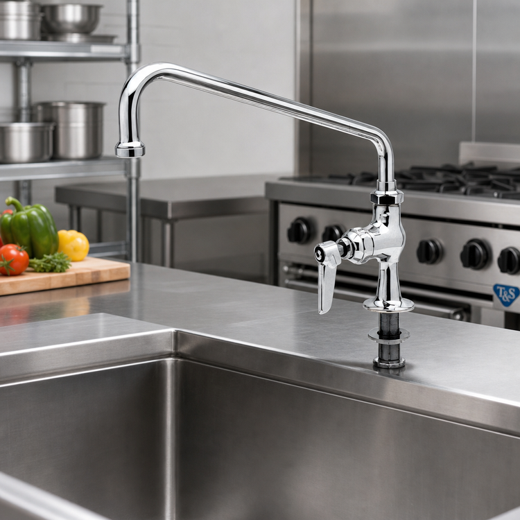 Product image #2 for T&S Brass Single Pantry Deck-Mounted Faucet with 12-Inch Swing Nozzle and Lever Handle