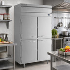 Thumbnail image #2 for Beverage Air P Series PR2HC-1AHS Two-Section Reach-In Refrigerator, 44.57 cu. ft., Solid Lockable Half Doors, Top-Mounted Self-Contained